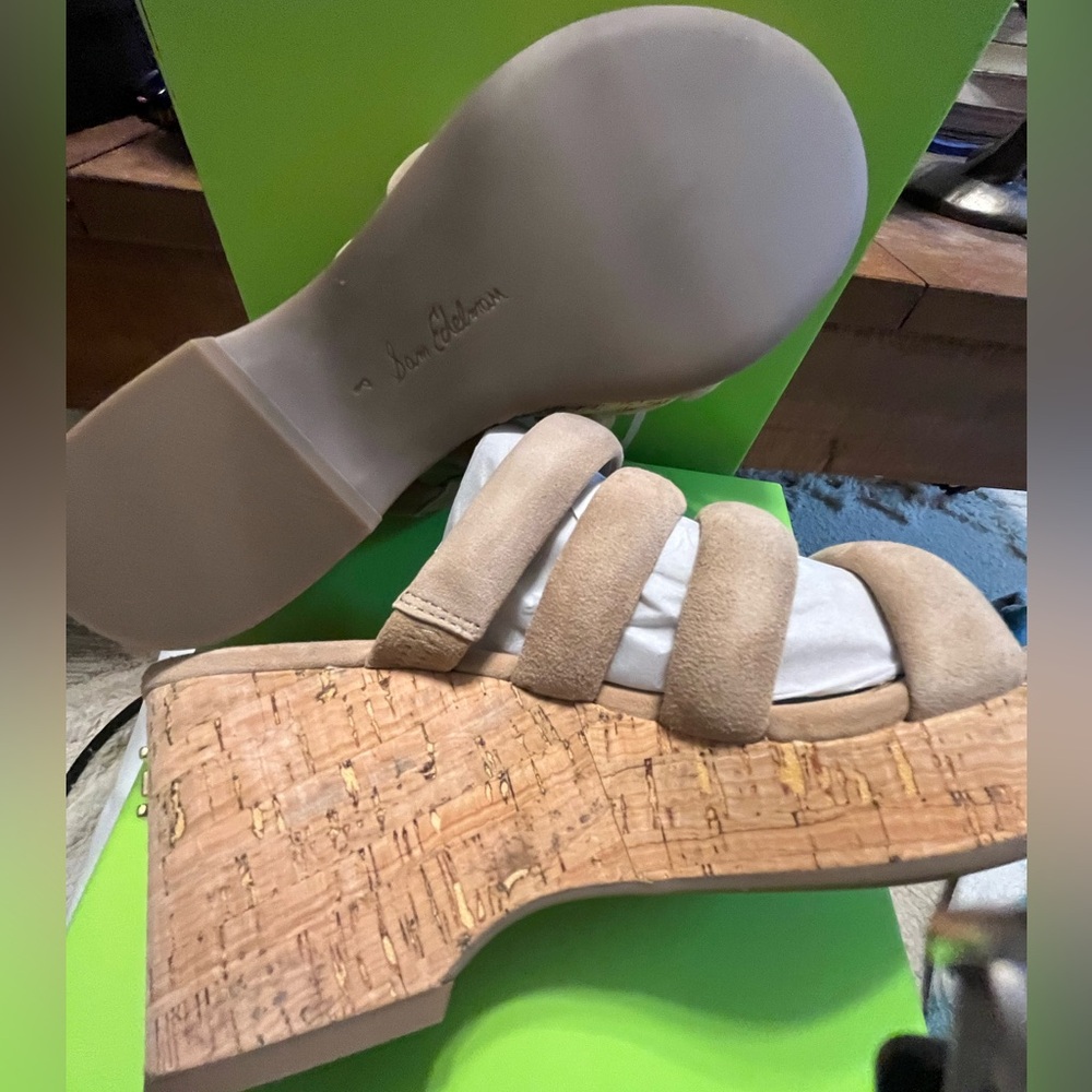 NWT Sam Edelman Women's Yuki Platform Wedge Sandal Golden Caramel - Picture 10 of 15